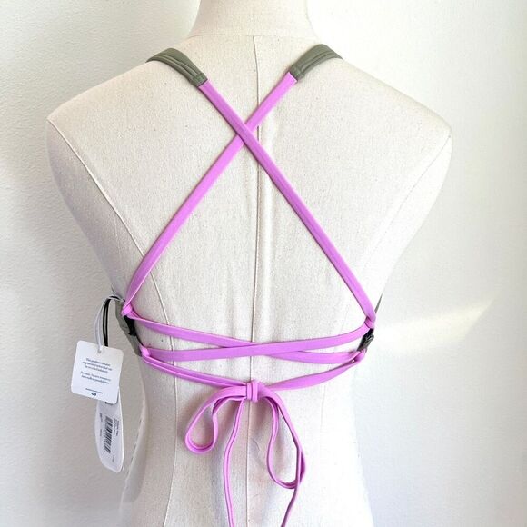 PrAna Tulum Swim Top Colorblock Halter Crisscross Back NWT Size L - Picture 10 of 12